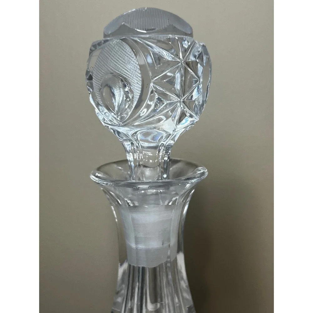 Vintage L.E. Smith Moon Stars Clear Glass Decanter Stopper Heavy 4.7 Lb MCM